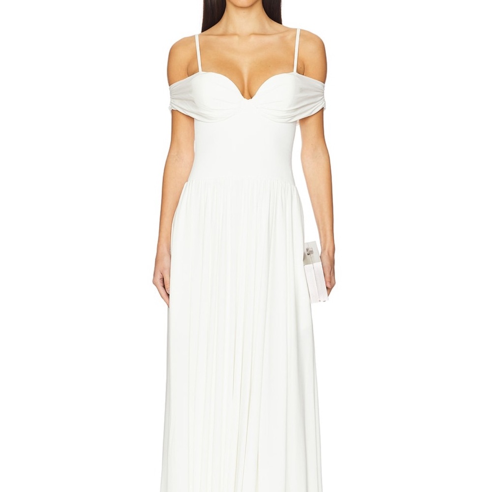 REVOLVE White Ruched Gown Sweetheart Neckline